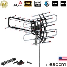 990 Miles Outdoor TV Antenna Motorized Amplified V/UHF HDTV 1080P 4K 360  Rotate