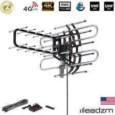 990 Miles Outdoor TV Antenna Motorized Amplified V/UHF HDTV 1080P 4K 360° Rotate
