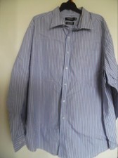 George Mens Blue Red Striped Long sleeve button up dress shirt Sz 2XL