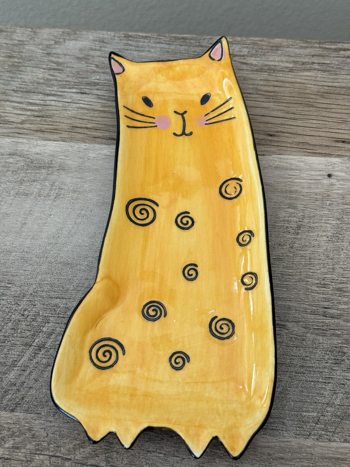 Cat Stoneware Appetizer Plates Set Of 4 BICO Cute Kitchen eBay