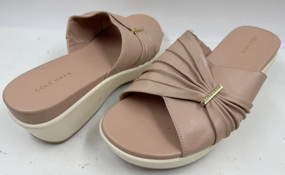 Sandalias para mujer Cole Haan Grand'os Aubree talla 10,5 zapatos deslizables de cuero beige Foto 3 de 4