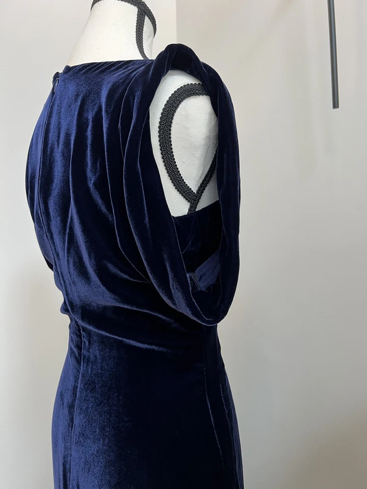 Vintage Alexander McQueen 2007 “Luscious”Royal Blue Velvet Bias Cut Gown Size 38 - Image 3 of 4