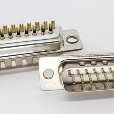 10pcs Gold Pin 37pin 2 Row D-Sub Male Socket Solder Chassis Connector RS232