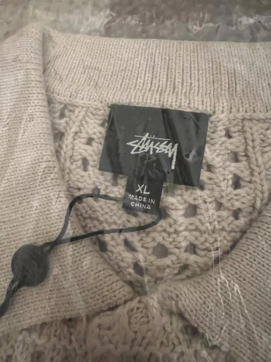 NEW Stussy Crochet Knit Shirt Natural Cotton short sleeve XL   eBay