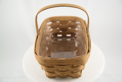 Genuine Longaberger Medium Fixed Handle Handwoven Basket w/Liner - Picture 2 of 13