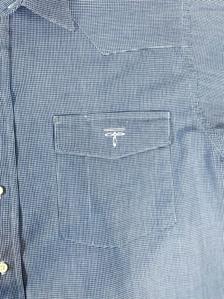 Lucchese Mens Sz L Imported Cotton Made in USA Long Sleeve Button Up Blue/White - Image 3 of 4