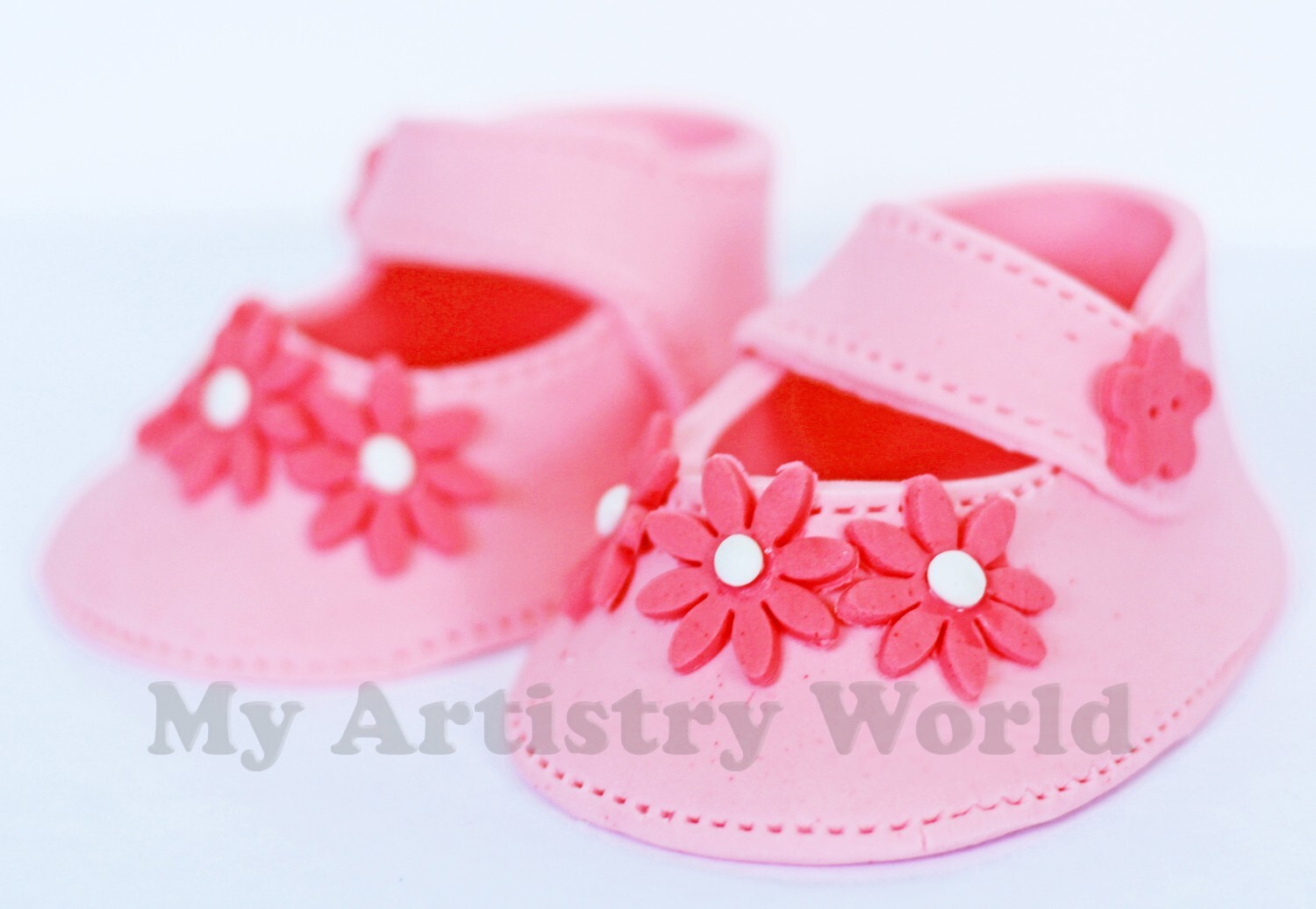 Baby booties cake toppers. Edible 3D fondant/gum paste baby shoes