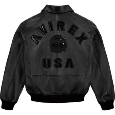 Avirex Men s Black American Bomber Flight Style Genuine Cowhide Leather Jacket