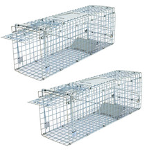 2x 24'' Humane Animal Trap Steel Cage for Small Live Rodent Control Rat Squirrel