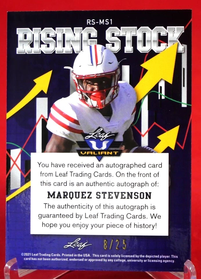 Marquez Stevenson Rising Stock Auto Leaf 2021 Football Card #RS-MS1 /25 - Image 2 of 2