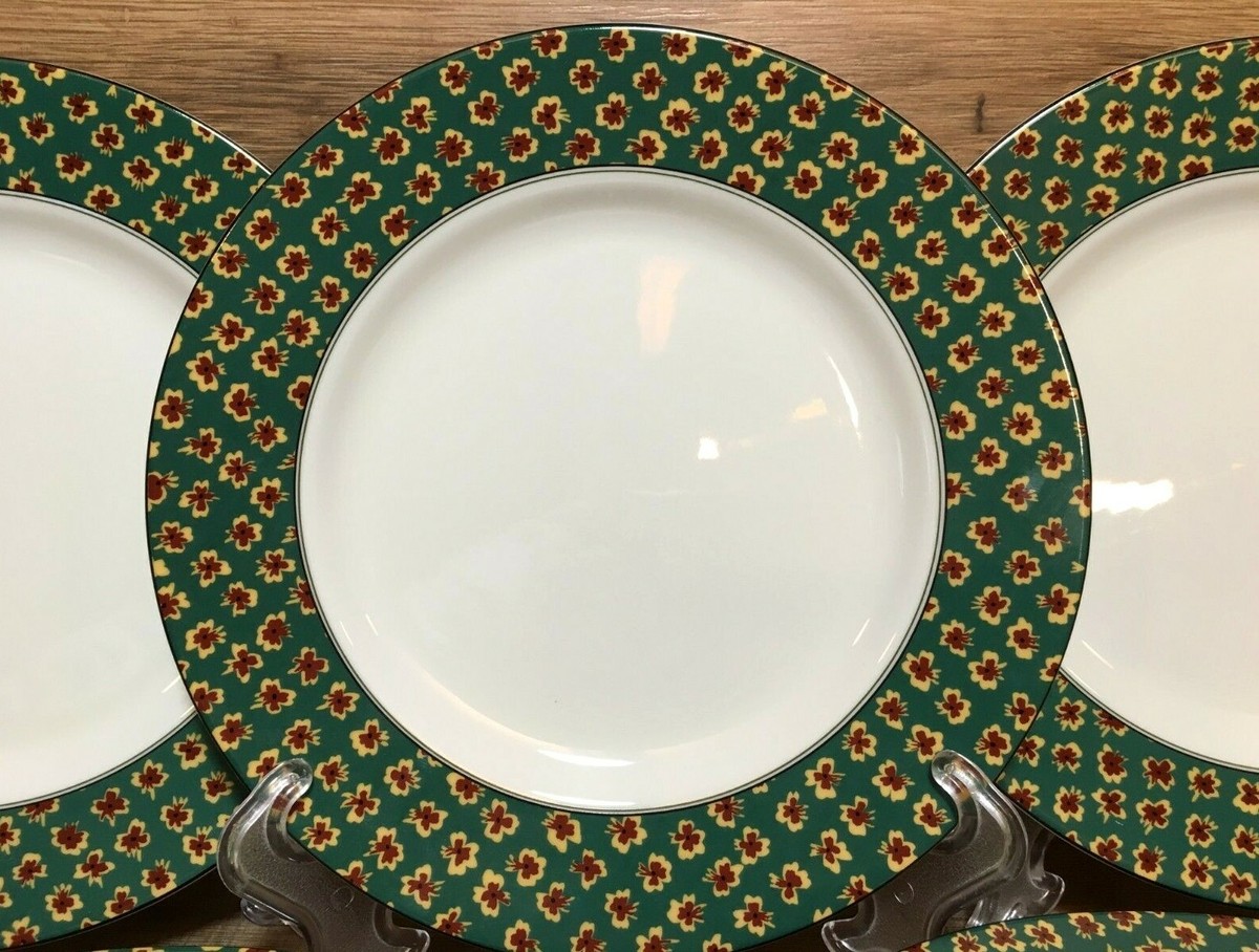 SET OF 6 - MIKASA FINE CHINA - FLEURETTE GREEN - 8 1/4