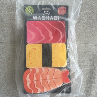 Fred WASHABI Sushi Sponge Set   3pc - Novelty Kitchen Cleaning Sponges