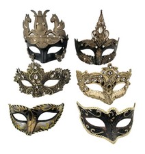 Lot of 6 Venetian Masquerade Masks Dramatic Wall Decor Mardi Gras