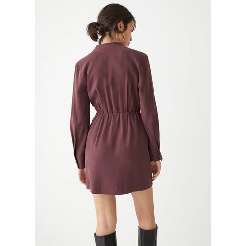 & Other Stories Cowl Neck Long Sleeve Brown Mini Dress Size 4 NWT - Picture 3 of 9