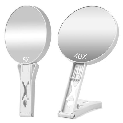 Magnifying Mirror 40X/5X Double Sided Hand Mirror, Precision White-5x/40x