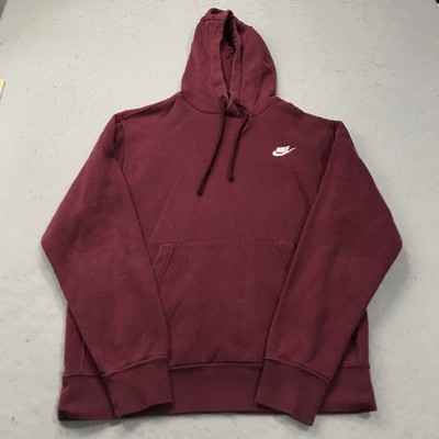 Nike Hoodie Mens Medium Purple Maroon NSW Club Fleece Pullover Sweatshirt Swoosh
