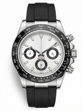 Tona Mod – Steel · White Panda Dial · Rubber – 40mm – Chronograph