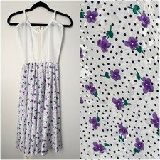 vtg 70s Cottagecore Fairy Ditsy Floral Strappy A-Line Slip Dress JUNIORS / GIRLS
