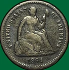 1864-S Seated Liberty Half Dime Fine F Coin #29887