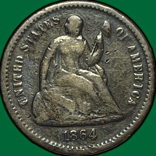 1864-S Seated Liberty Half Dime Fine F Coin #29887