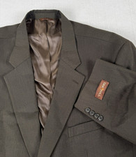 Oak Hill Mens 52R Brown Herringbone 2 Button Blazer Sports Coat
