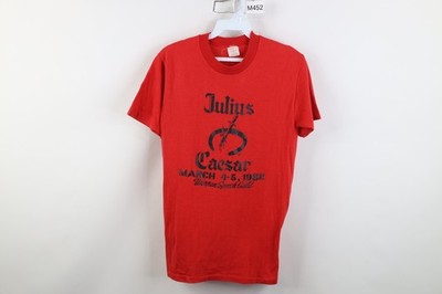 Vintage 80s Womens Medium Julius Caesar Warren Speech Guild Play T-Shirt Red USA