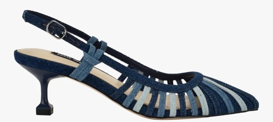 Nine West Mujer Whitt Pump Azul Oscuro Denim Talla 400 6 NUEVO Foto 4 de 4