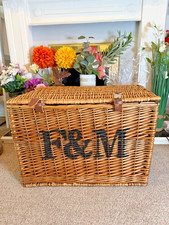 Large XL Fortnum and Mason F&M Picnic Hamper Wicker Basket Storage Original