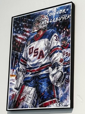 Connor Hellebuyck - Art Print - No Frame- Olympic Gold Team USA 8.5x11
