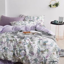 Floral Duvet Cover Set Garden Style Full 3 Pieces Bedding Set, Ultra Soft Gre...
