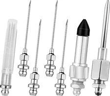 7 PCS Grease Gun Needle Tip Kit, Including 5 Style1, Silver 