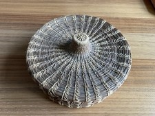 Vintage Hand - Coiled Pine Needle Basket With Lid- Splendid Wheat Stitch