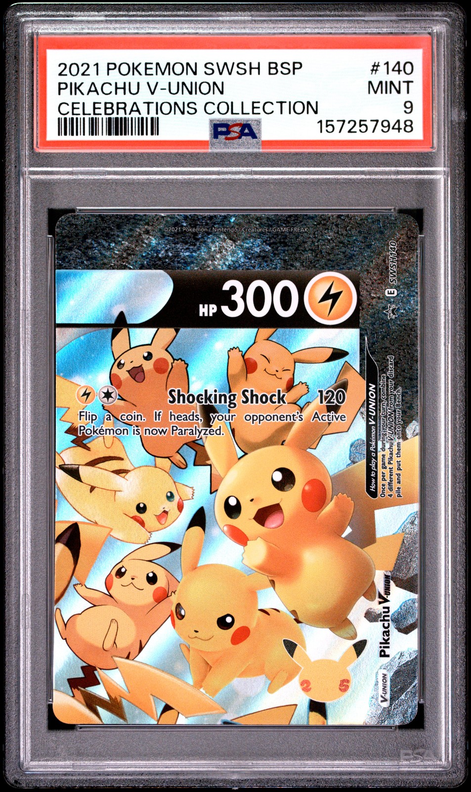2021 POKEMON SWSH BLACK STAR PROMO CELEBRATIONS COLLECTION PIKACHU V-UNION PSA 9