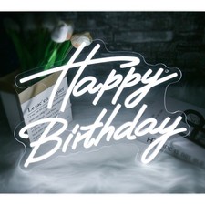 Happy Birthday Neon Signs, LED Happy Birthday Neon Light Wall Decor for Party