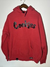 Cookies Hoodie Red Hoody Large Pullover Sweatshirt Black Cookie Print