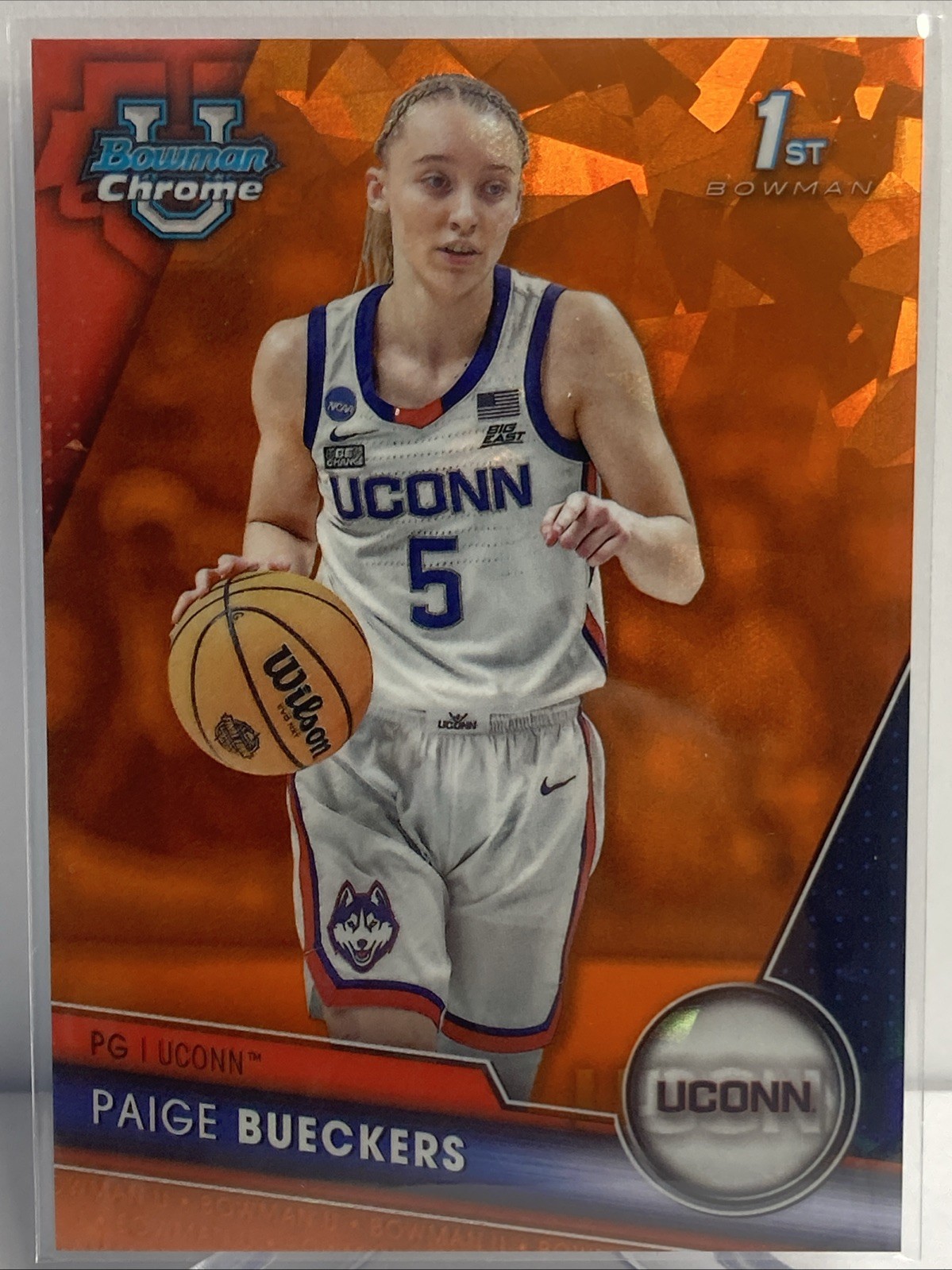 2023-24 Bowman Chrome U 1st PAIGE BUECKERS Orange Sapphire 25/25 #90 BOOKEND