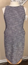 J. CREW Women’s Sz 12 Navy Tipped Tweed Sheath Dress W/Pockets NWOT Sleeveless