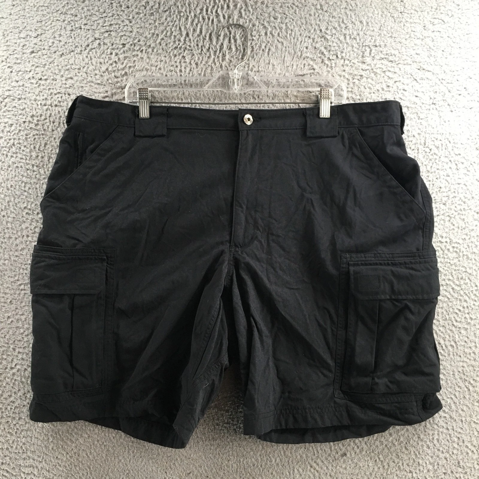 Duluth Trading Co. Cargo Short Mens 2XL Black Nylon Mid Rise Flat Front Zip Fly