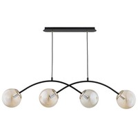HäNgelampe 4-Flammig Schwarz Bernstein Glas E14 L:105 Cm Pendelleuchte KüChe