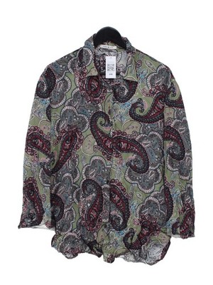 FUNKY STAFF Herren Hemd L grün Paisley Viskose mit Seide Basic