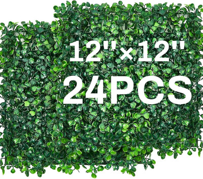 24 Pcs Faux Grass Wall Panels for Outdoor Privacy & Garden Decor