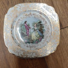 Vintage James Kent Ltd Longton China Trinket Dish Gold Chintz Pin Dish