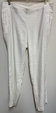 J. Jill White Linen Stretch Women's Size 12 Pants 1/2 Elastic Waist Pockets