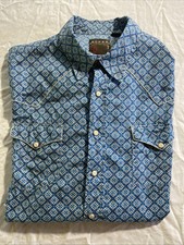 Roper Western Short Sleeve Shirt Mens XL Blue Pearl Snap Cowboy Rodeo Ranch Wear