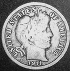 LOT #U247   1911-D BARBER DIME (VG)