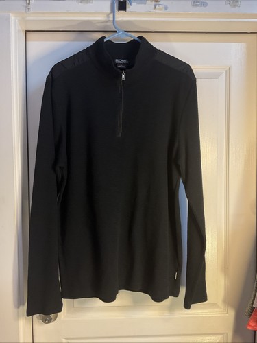 Michael Kors Męski LARGE Niebieski 1/4 Zamek błyskawiczny Dzianina Preppy Bawełna Zima Rozmiar L - Zdjęcie 1 z 10