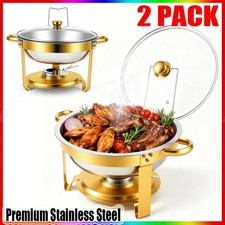 2 Pack 8QT Chafing Dish Buffet Set For Party Gold 316 Stainless Steel W/Lid