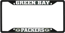 Green Bay Packers Black Metal License Plate Frame Tag Cover, 6x12 Inch