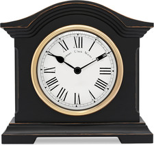 Acctim Falkenburg Vintage Mantel Clock in Black with Roman Numerals, Quartz Batt