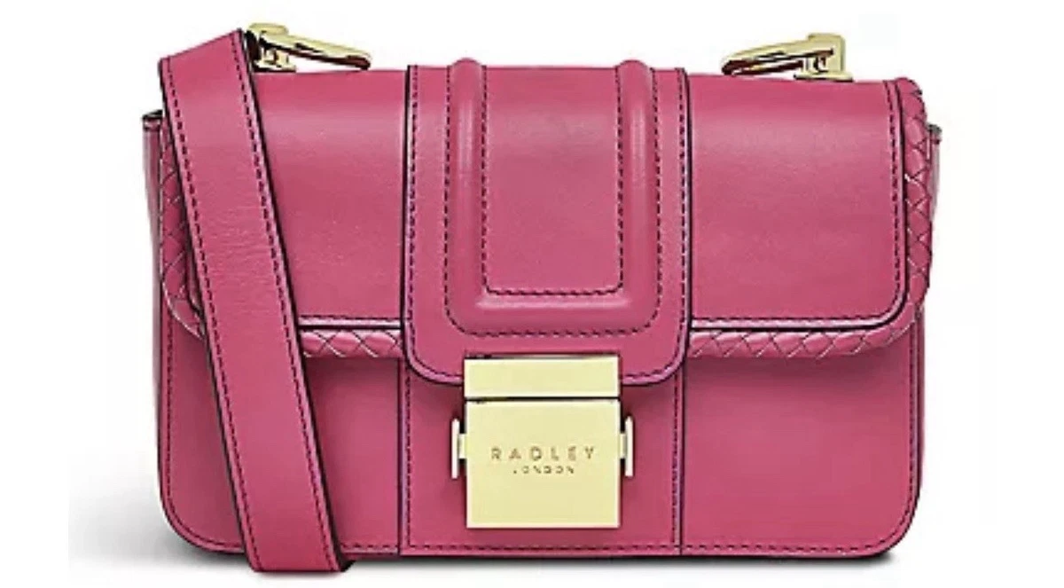 Radley London Pink Leather Pouch Bag With Wrist Strap Radley London Pink Leather Shoulder Bag Tote with Matching Card Holder Wallet main image 1